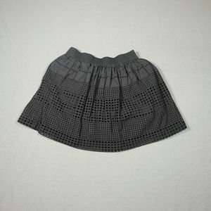 Madewell Beach House Eyelet Mini Skirt Womens XXS Black Lasercut Cotton Pull On